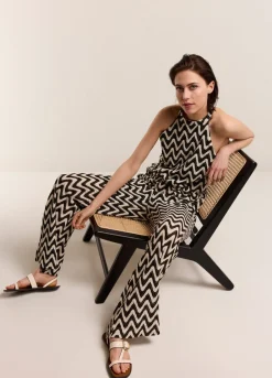 Outlet Summum Wide-Leg Zigzag Trousers Black
