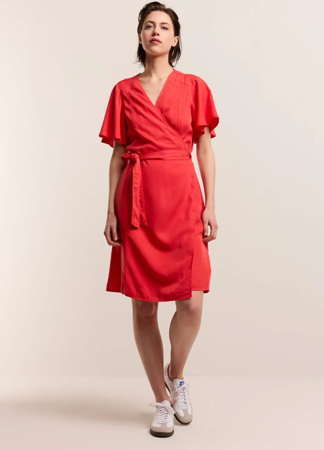 New Summum Wrap Dress With Butterfly Sleeves Red