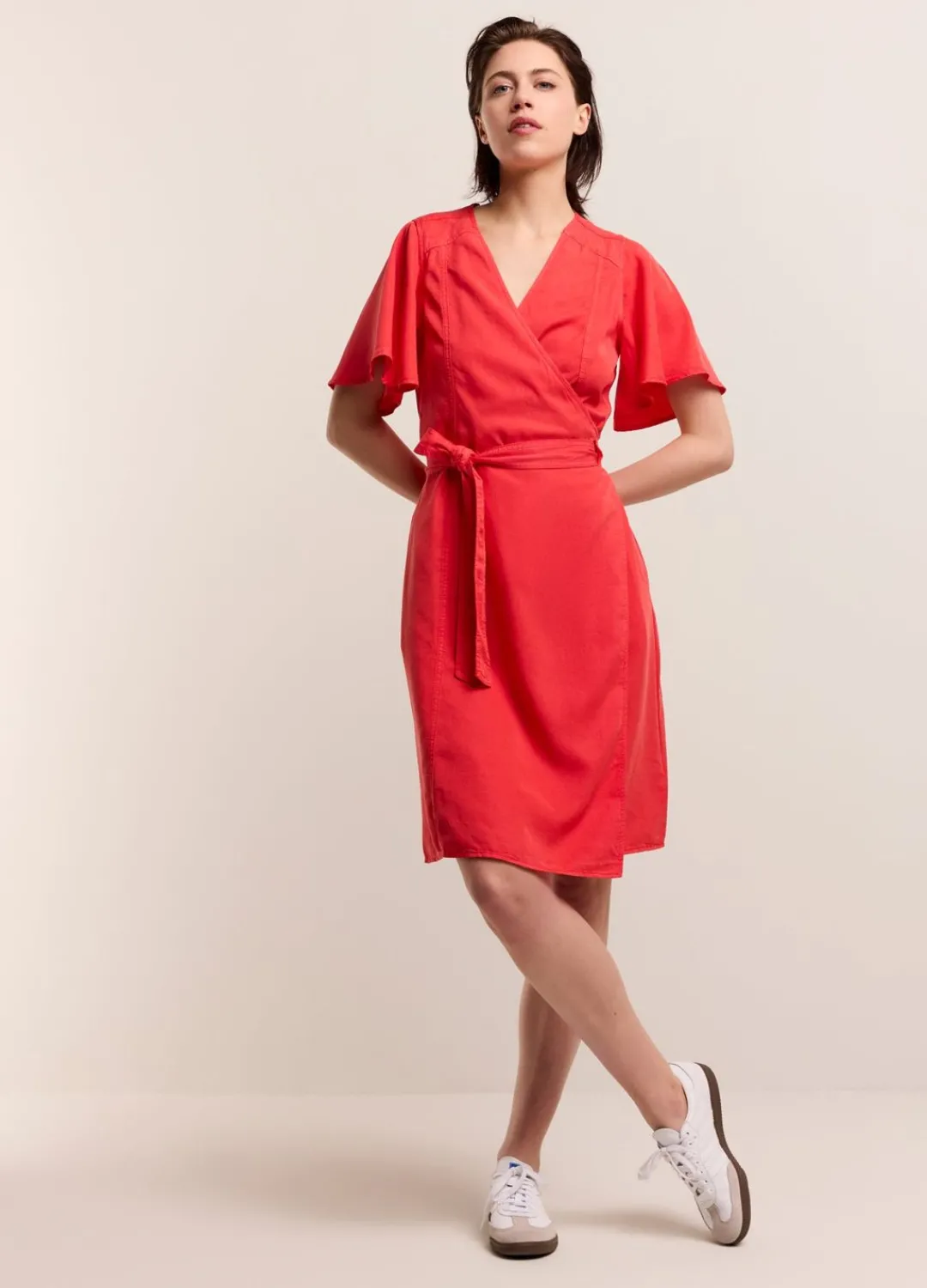 New Summum Wrap Dress With Butterfly Sleeves Red